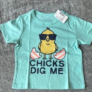 The Children's Place Blue Short Sleeve Tee with Cartoon Chick